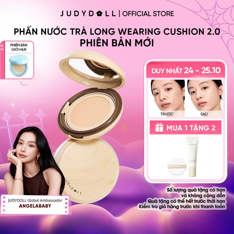 Phấn Nước Trà Lâu Trôi JUDYDOLL Long Wearing Cushion - Bản 2.0 Che Phủ Tiệp da Tự nhiên Kiềm Dầu 14g