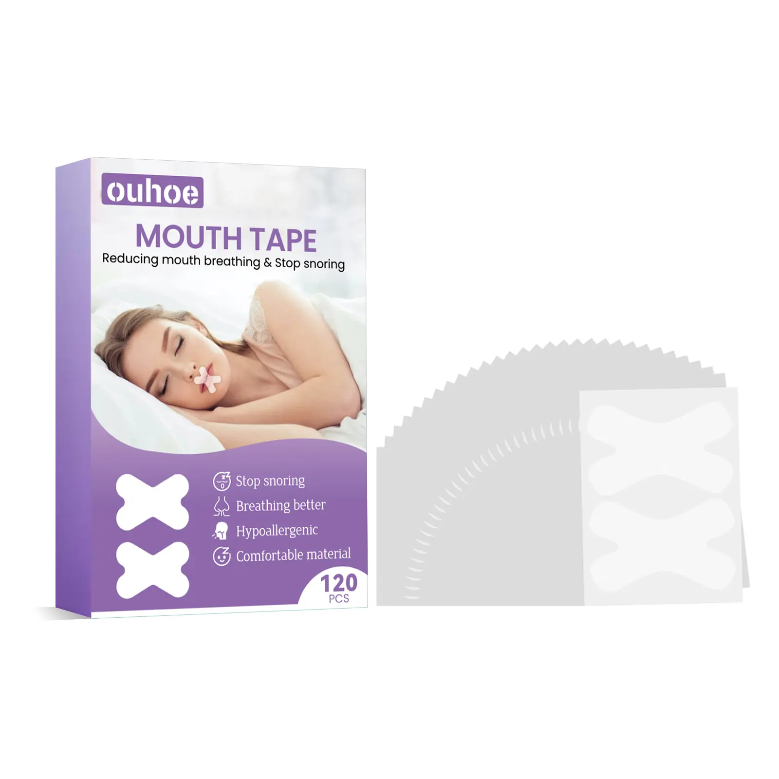 Plester Anti-Dengkur OUHOE untuk Tidur, Ekspansi Fisik untuk Mencegah Pernapasan Mulut, Pelindung Tidur Anti-Dengkur