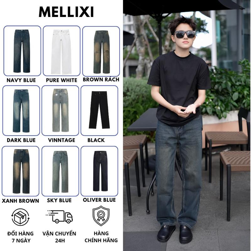  Quần Trơn Quần Baggy Nam Nữ  Bốn Màu Cho Anh Em Lựa Chon jean Ống Suông Rộng Trẻ Trung Năng Động Quần ống rộng jean Menswear Pants boyfriend  jeans 