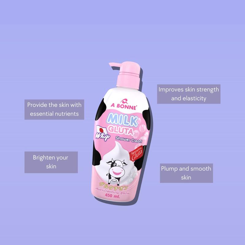 (Short Expiry) A Bonne Milk Gluta Collagen Whip Shower Cream Whitening Body Wash (450ml) Sabun Mandi Pemutih Tubuh Nanowhite Glutathione Arbutin & Vitamin C 1