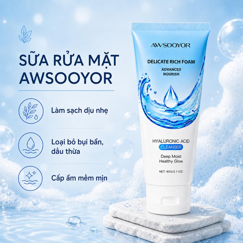 Sữa Rửa Mặt Amino Acid 60g - Làm Sạch Mồ Hôi & Dầu Thừa, Da Sạch Thoáng, Ẩm Mịn, Phù Hợp Nhiều Loại Da, Nam & Nữ
