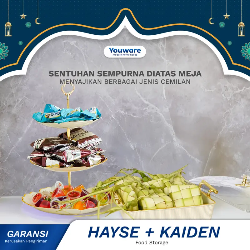 YOUWARE - Hayse Rak Kue Susun 3 Tingkat / 4 Tingkat Detachable Plate Cake Stand Display Plastik Piring Saji 3 Tingkat Susun Lepas Pasang dengan Handle Rak Makan Kue Buah Cake Camilan Rak Kue Cake Emas Aesthetic dan Elegan 8