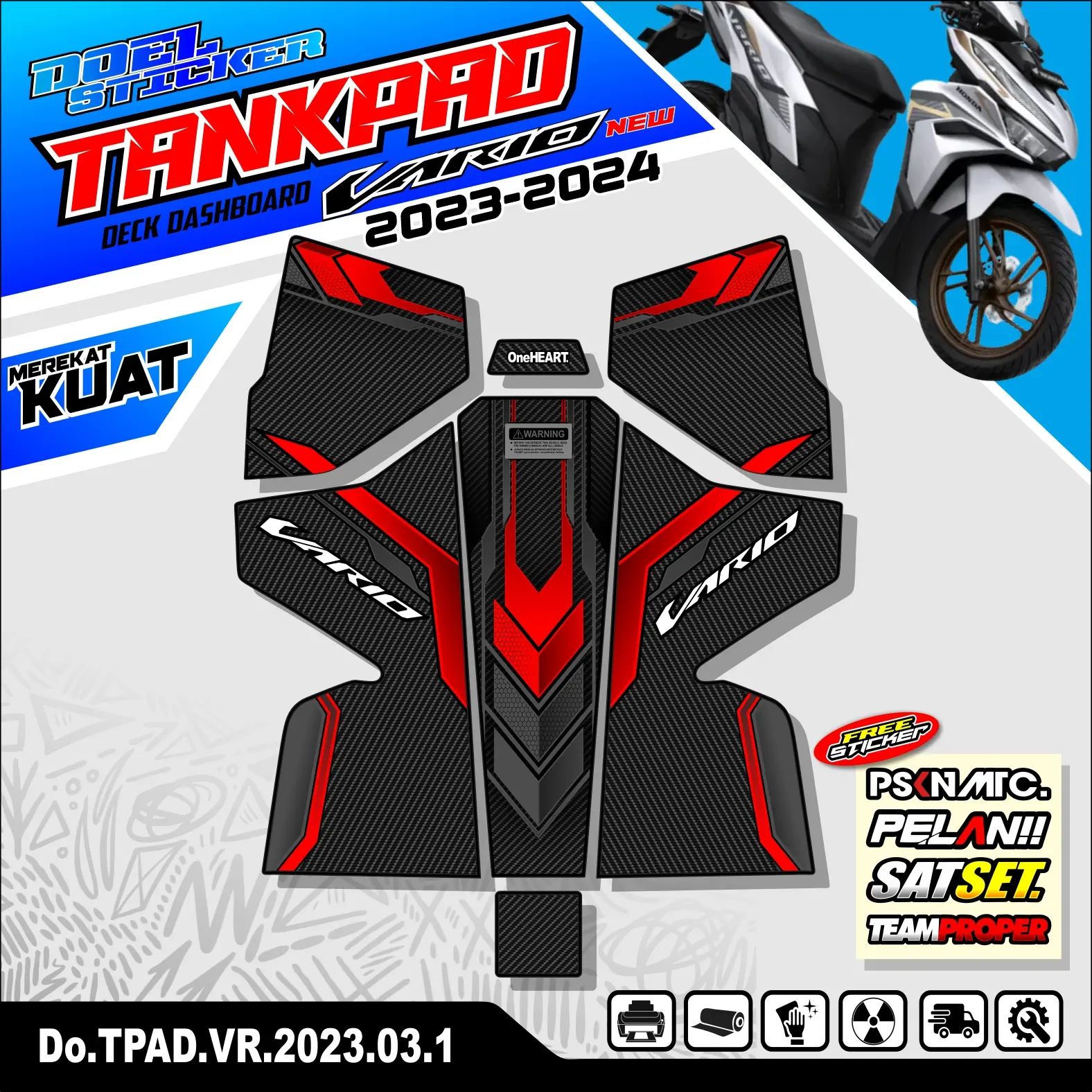 Stiker Pelindung Dashboard Tankpad Vario New 2023 2024 / Aksesoris Deckpad Vario Sticker Striping Motor JA STICKER 03