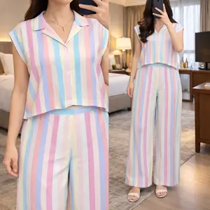 ALFAZZA LADY SET KULOT RAYON VlSCOSE SETELAN CROP WANITA KEKINIAN