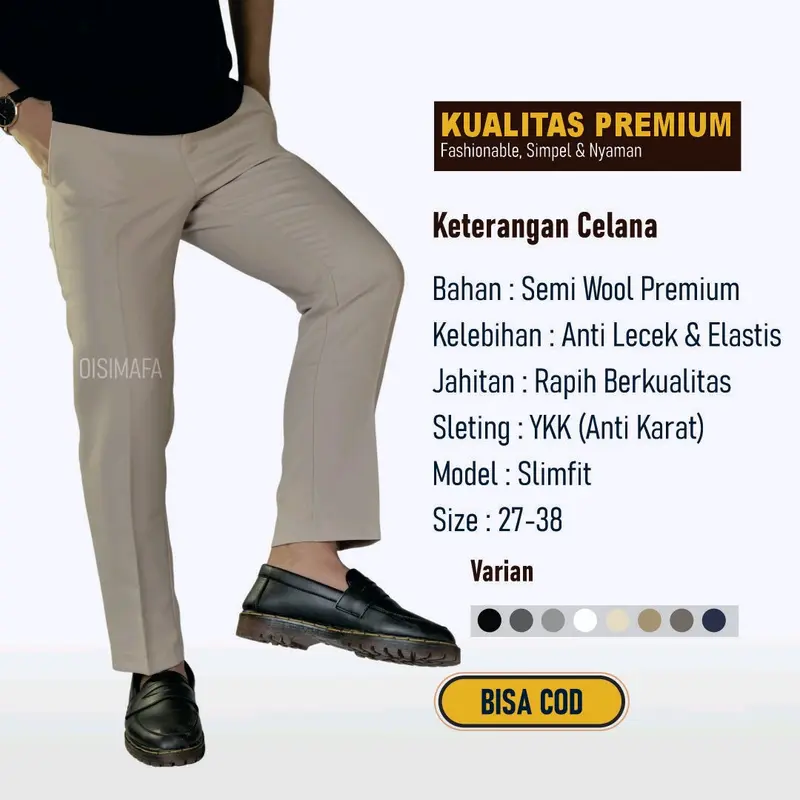 CELANA BAHAN FORMAL SLIMFIT PREMIUM | CELANA KANTOR PRIA SLIMFIT PREMIUM | CELANA KERJA | SLIMFIT PANTS FORMAL 0
