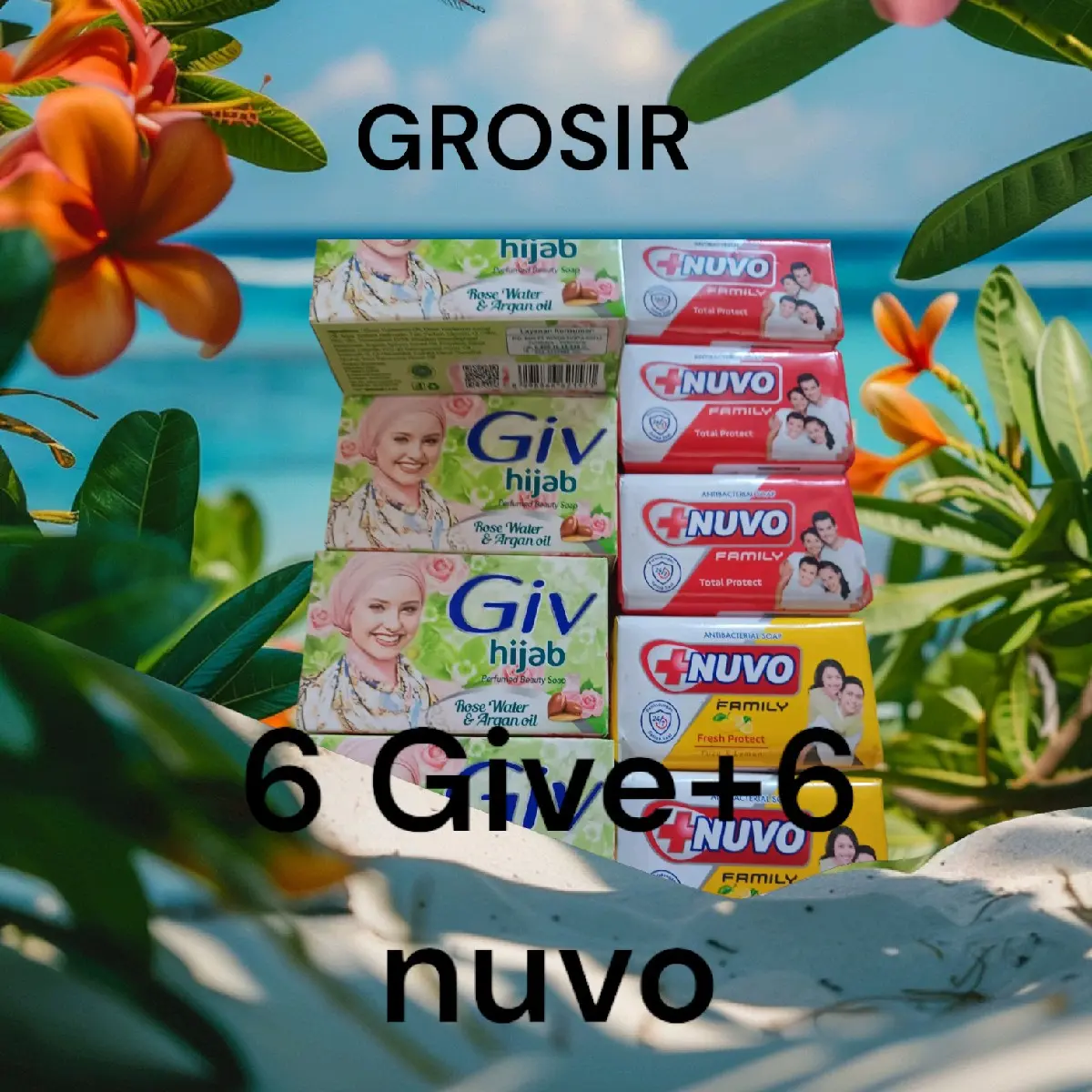 BELI  PAKET SABUN GRATIS PIRING....6PCS sabun GIVE 72G +6 pcs sabun nuvo 72g FRE PIRING