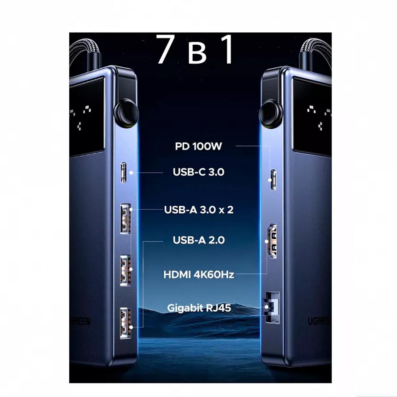 UGREEN Hub 7 in 1 USB C to 2A 1C HDMI 1RJ45 PD Uno - CM888 45155