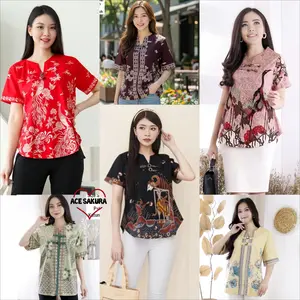 BLOUSE BATIK MITA MODERN ATASAN KERJA CEWEK ETNIK 614 /118 Kain Katun Stretch Motif Baju Wanita