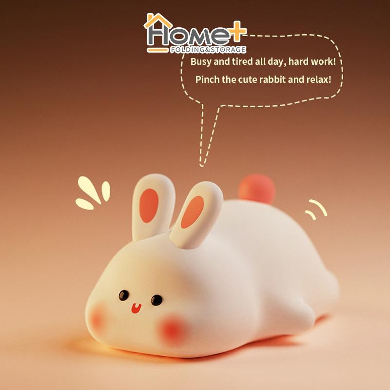 (HOME+) Big Face Rabbit Silicone Night Light USB Charging Atmosphere ...