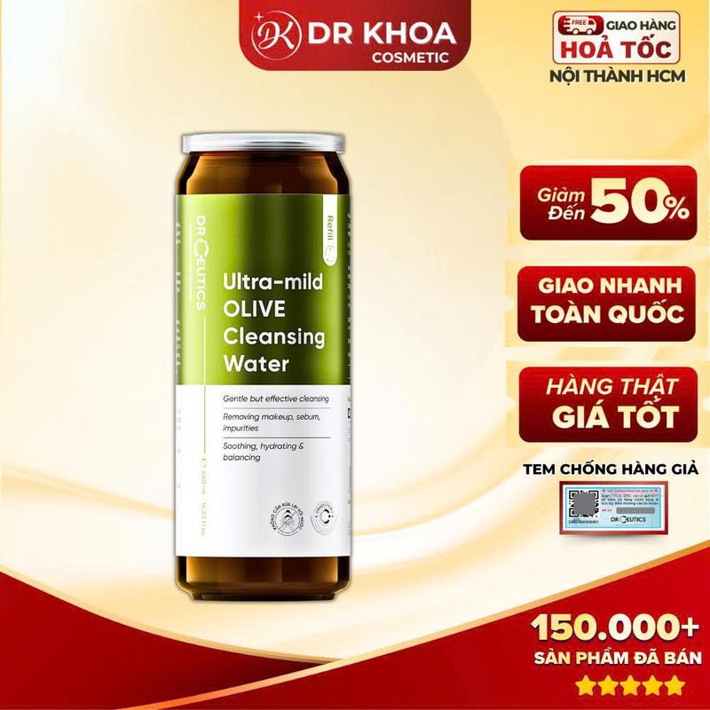 Tẩy trang Dr Ceutics Ultra-mild Olive Cleansing Water 480ML REFILL / 500ML