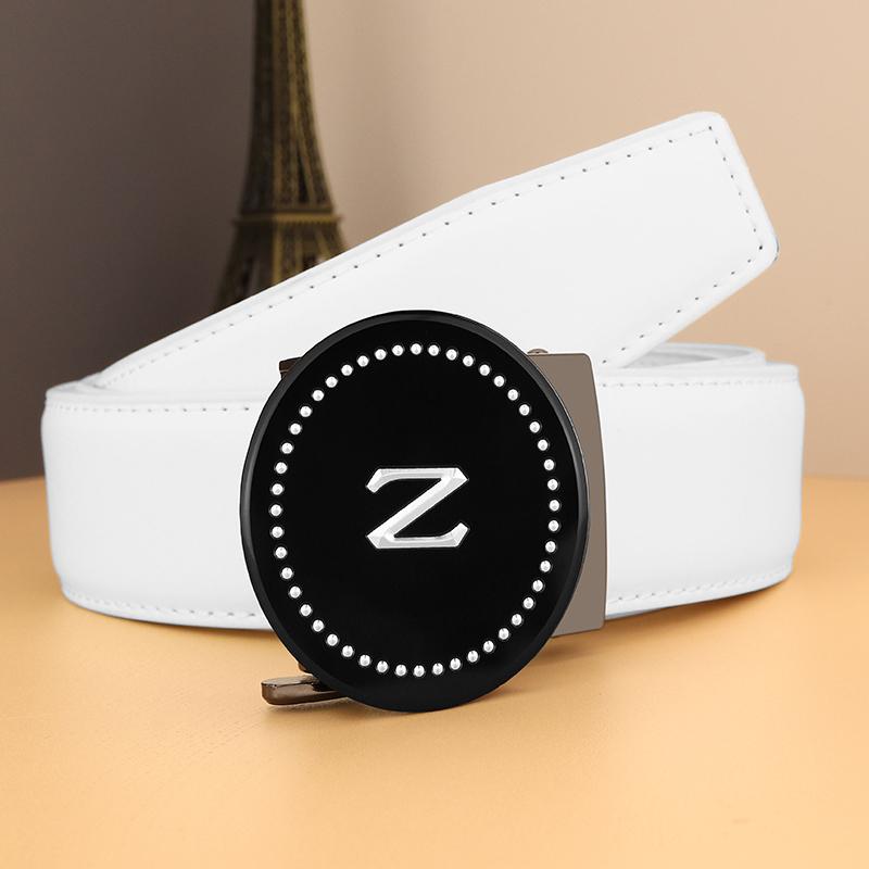 Thắt lưng cho nam giới, nhà thiết kế, chất lượng cao, chữ Z, Khóa tự động, thương hiệu nổi tiếng sang trọng, rộng 3,5cm, làm bằng da, màu trắng, thích hợp cho bé trai và các dịp Thường Ngày ceinture homme