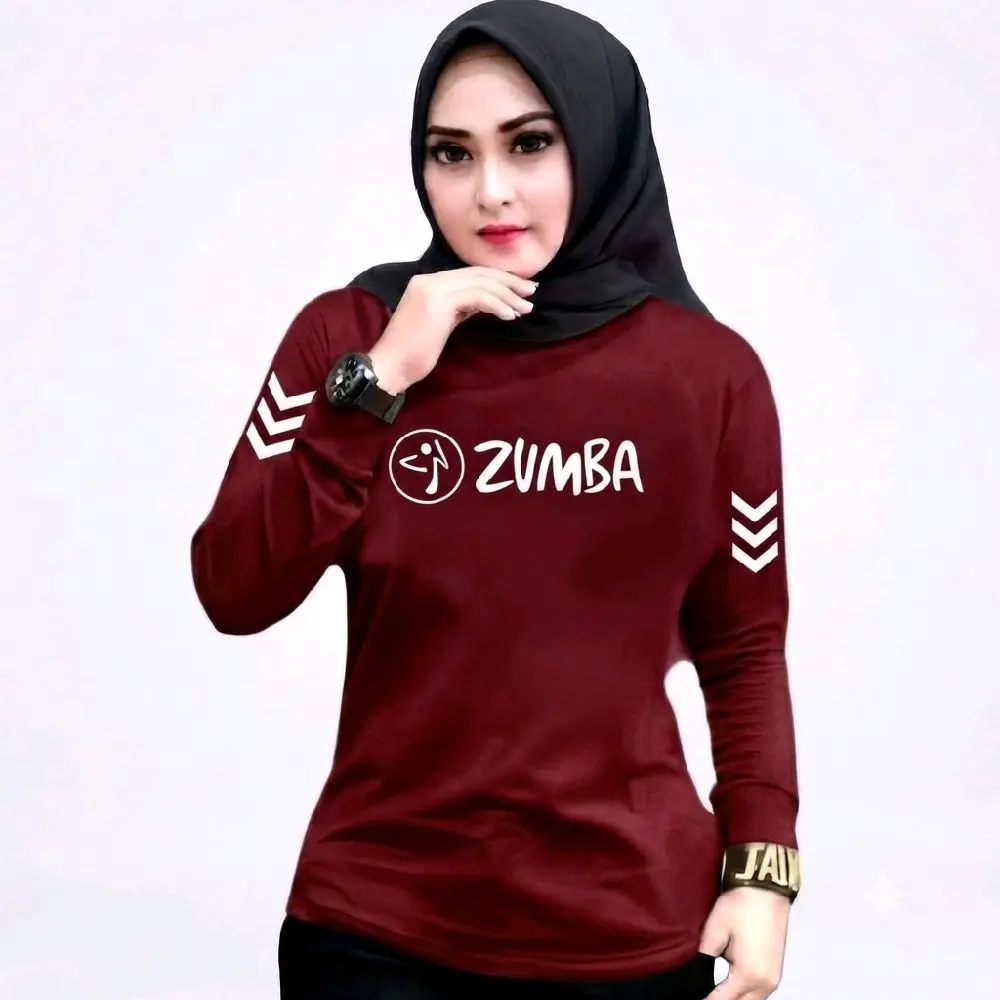 Kaos Olahraga Wanita Baju Dry-fit Sporty V-neck Long Sleeve Fitnes Running Gym Lari Pagi Senam Zumba DLL