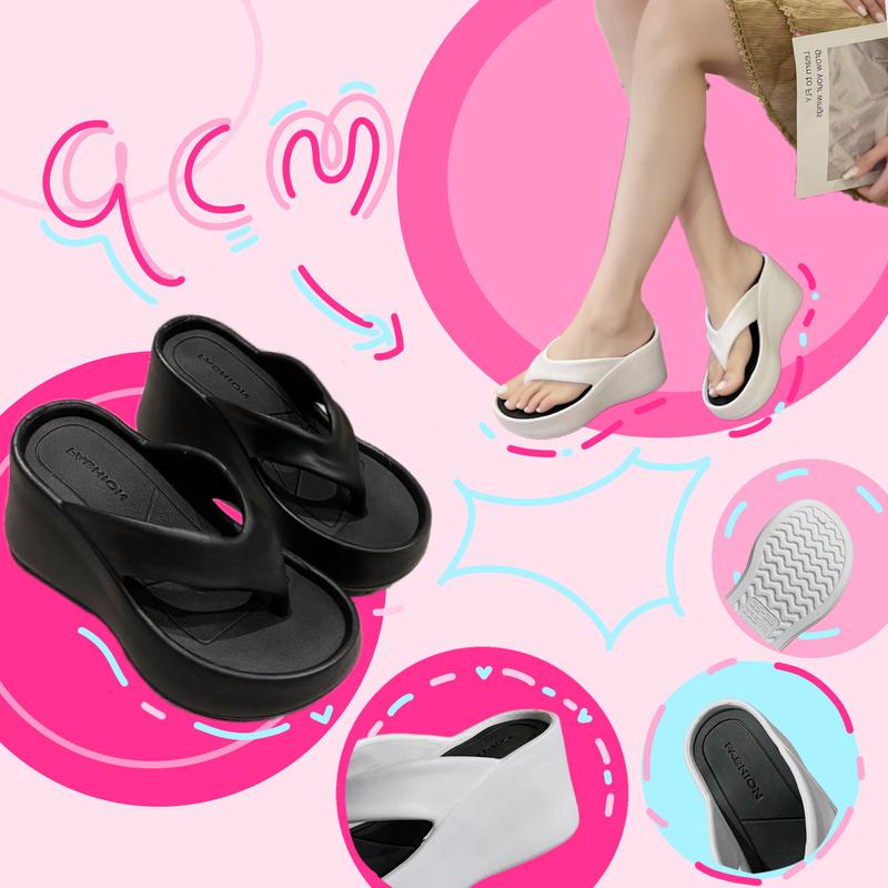 ADPLPKorean Wedge Slippers For Women New Style Beach Sponge Cake ...