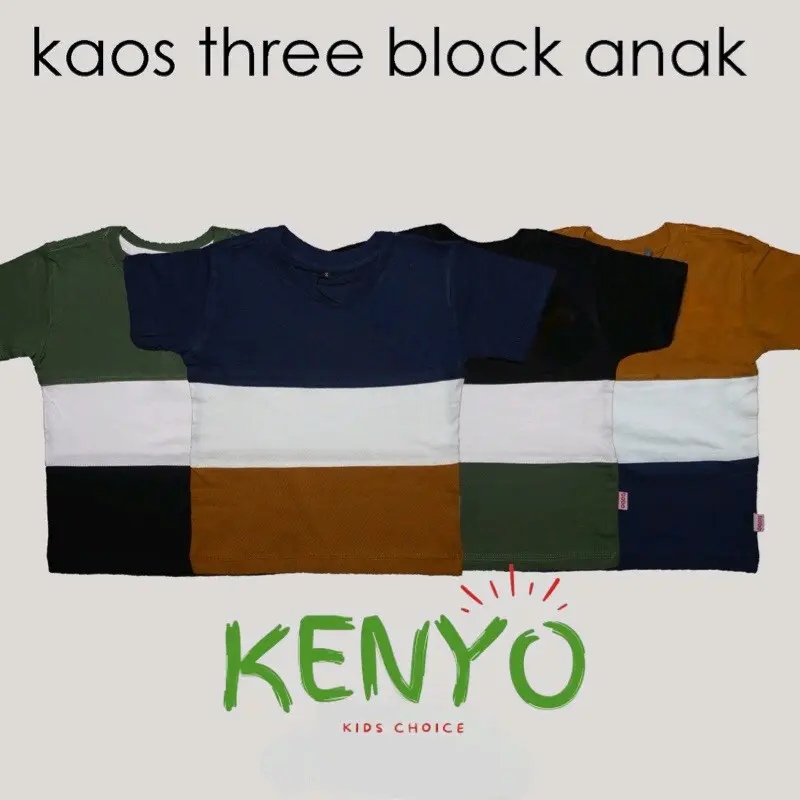 Kaos Anak Laki-laki  Three Blocks 3 Warna Susun Tiga Fashion
