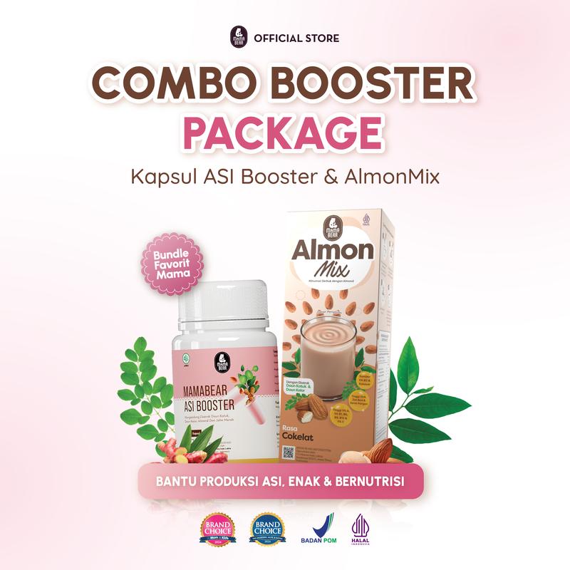 MamaBear Combo Booster Package Kapsul ASI Booster 30 Kapsul AlmonMix Cokelat Pelancar ASI BUY GET AM COKELAT