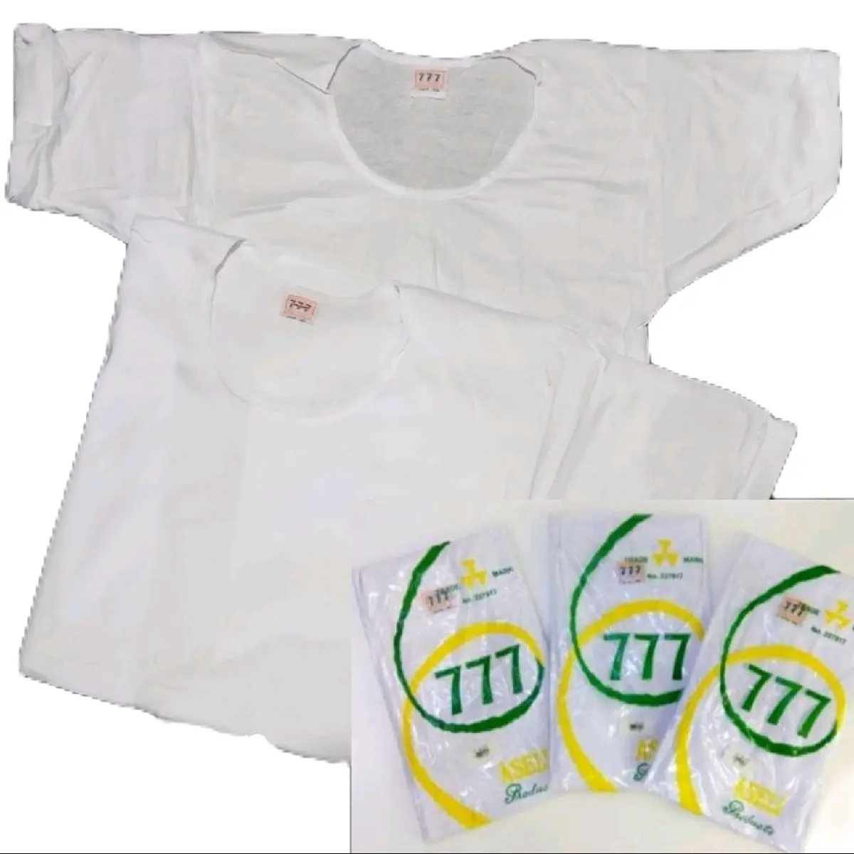1 pcs oblong pria 777 barang berkemasan Atasan/oblong pria berkualitas harga termurah Katun Dewasa Cowok Kaos Putih