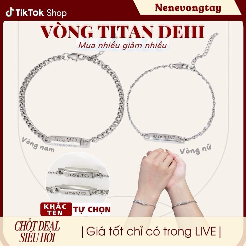   CÓ LẺ  Vòng tay đôi titan Dehi - thép hoen gỉ - có khắc tên - màu xám bạc - vòng đôi Đeo Tay - kiềng đôi - vòng couple - quà 8 3 