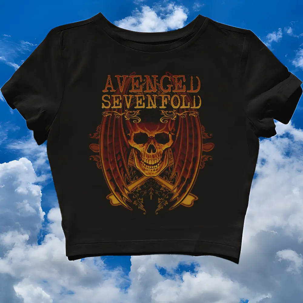 CROP TOP AVENGED SEVENFOLD | A7X | BAND METAL MUSIK ROCK | GRUNGE | CROPTOP | CROP TEE SLIM FIT STYLE Y2K VINTAGE AESTHETIC | KAOS STREETWEAR | BAJU TANKTOP PEREMPUAN WANITA LUCU PENDEK HITAM 24S