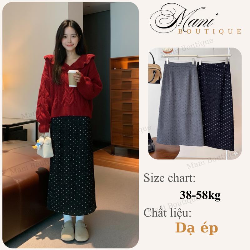 Chân Váy Dáng Dài Dáng Chữ A Xẻ Sau Khóa Lệ Chất Dạ Ép Chấm Bi Nhiều Màu Phù Hợp Đi Học Làm Chơi Noel Tết Công Sở Đẹp