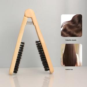 Peine alisador de cabello de madera maciza, herramienta de estilizado en forma de V anti-quemaduras, calidad profesional de salón, cepillo resistente al calor