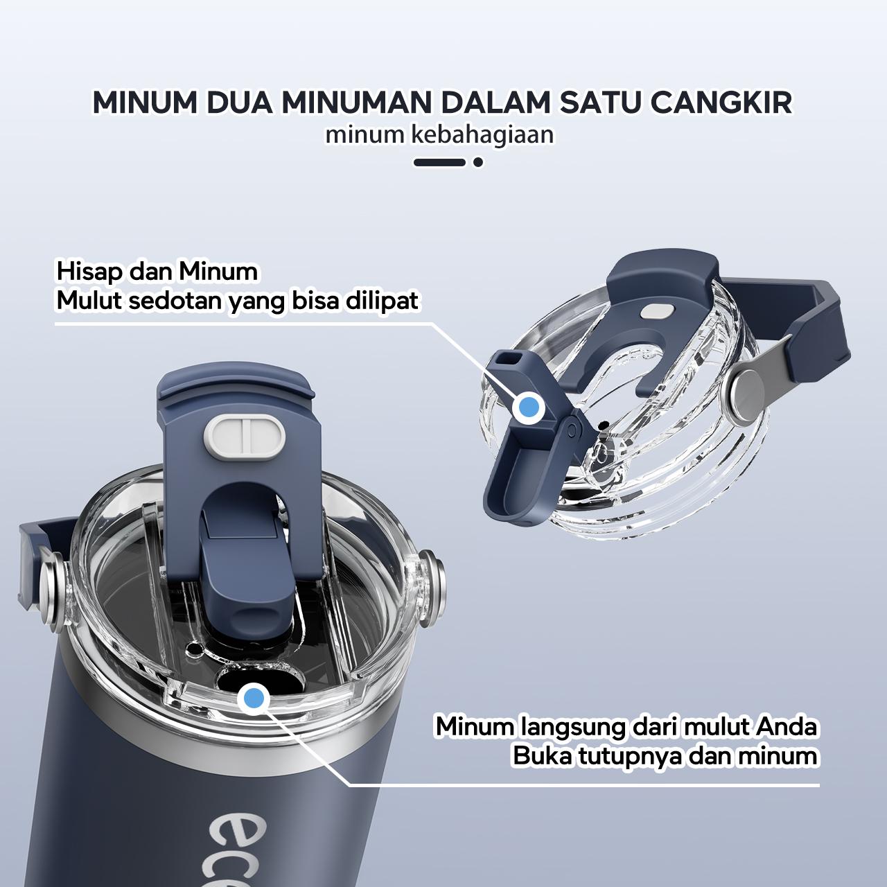 ecentio botol minum stainless steel 1200ML Termos tahan panas dingin 24 jam Kapasitas besar Outdoor protable tumblr aesthetic air botol