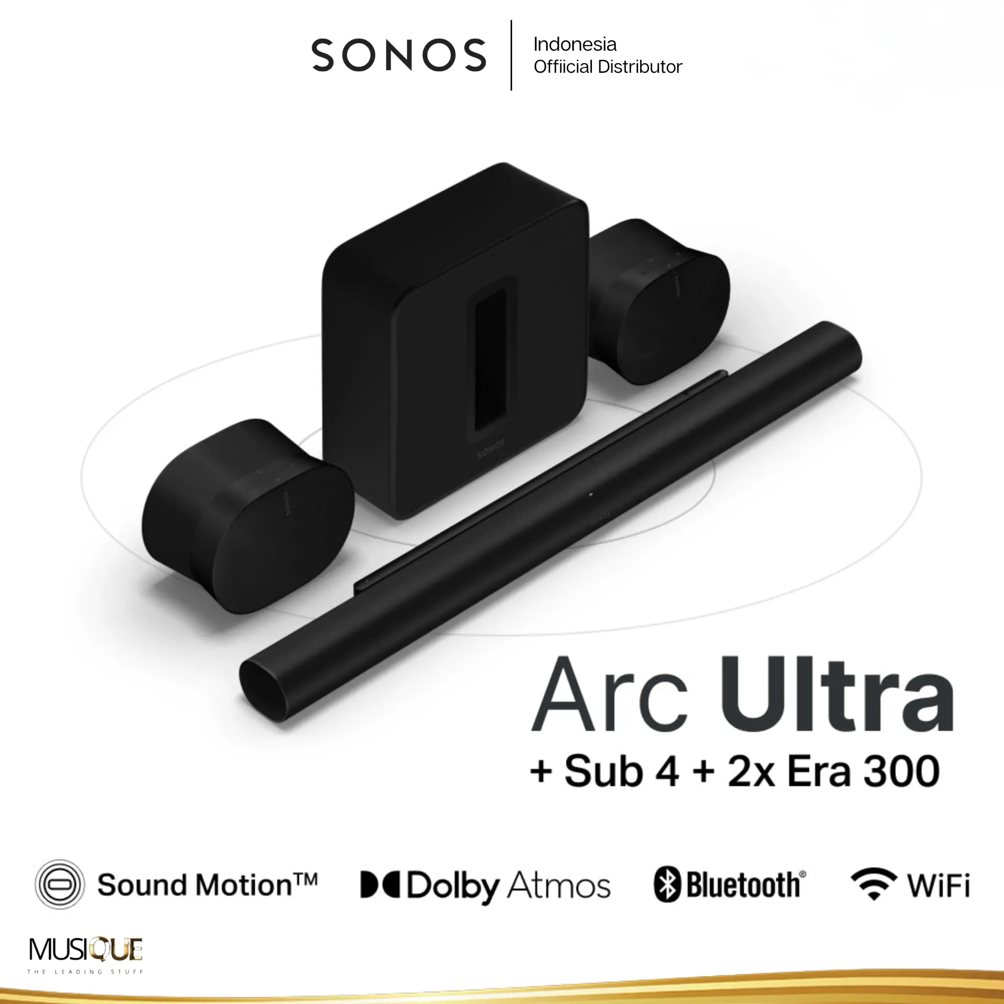 Sonos 9.1.4 Ultimate Immersive Set with Arc Ultra Soundbar + SUB 4 + 2x Era 300 Wireless Home Theater System - Black