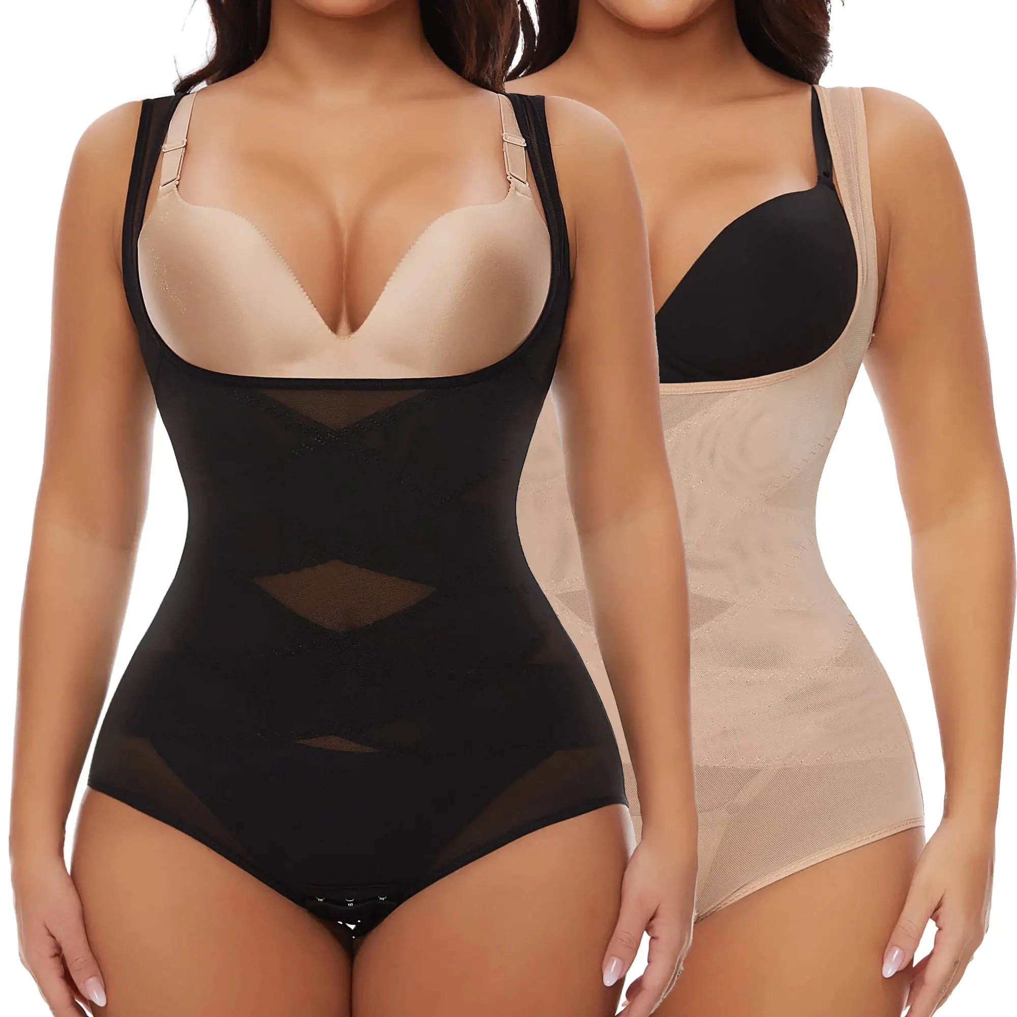 Women Tummy Control Shapewear Bodysuit Seamless Faja Butt Lifting Waist Trainer Full Body Shaper, Lady Comfortable Breathable Underwear Body Suit Tank Top Fabric Nylon Womenswear Casual Compression