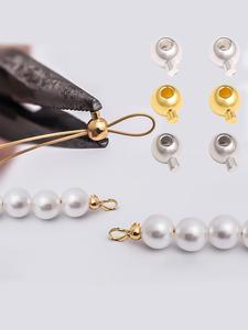 3mm クリンプビーズ＆ポジショニングビーズ — ゴールド／シルバー／ロジウムメッキ、高品質のDIYジュエリー用品（ネックレス・ブレスレット作成用）10個セット