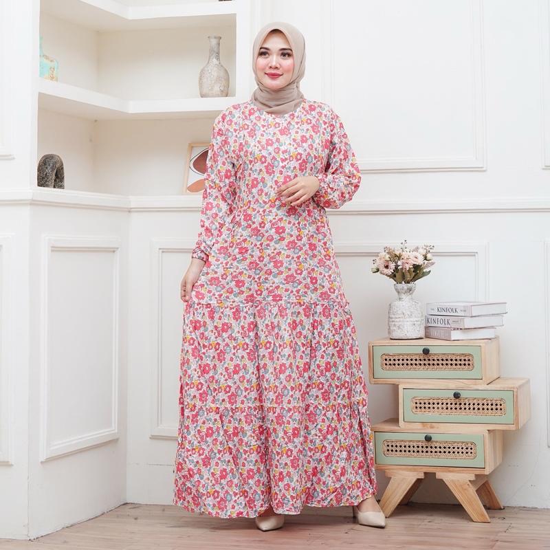SAKURAN DRESS // GAMIS MOTIF RAYON PREMIUM // DRESS MUSLIM TERBARU BUSUI FRIENDLY 3
