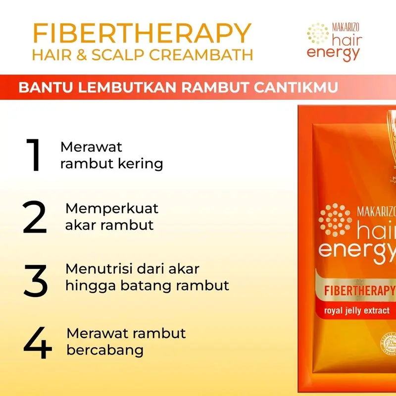 Makarizo Hair Energy Fibertherapy Hair & Scalp Creambath Royal Jelly 30 mL / Perawatan Rambut Kering & Rusak / Perawatan rambut 4