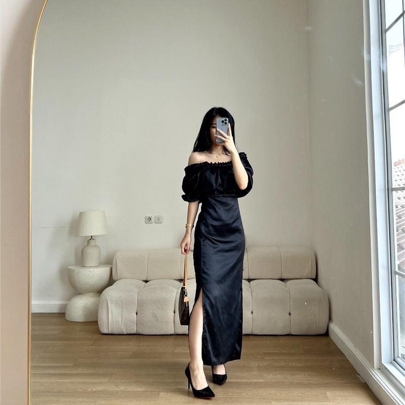 LONG DRESS SHEYLA SATIN VELVET GAUN PESTA KONDANGAN NATAL CASUAL FORMAL MAXI DRESS WANITA 2
