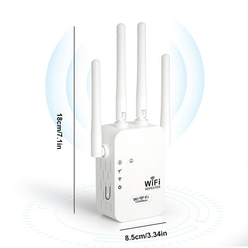 Product Introduction of WiFi Extender 2025, 1200Mbps Dual Band (5GHz/2.4GHz) Signal Booster, Covers 10,000 sq. ft & 50 Devices, Repeater with Ethernet Port for Home, Gifts 9