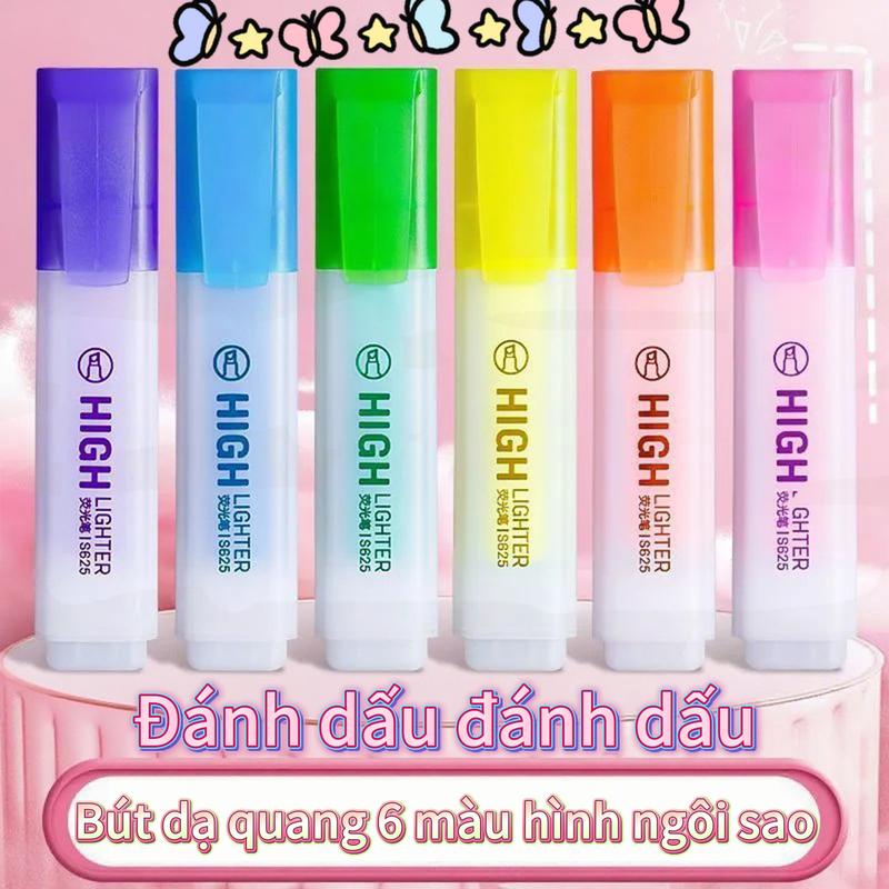 High Bút Dạ Quang 6 Màu Hình Ngôi Sao Huỳnh Quang Bút Lớn Khối Lượng Cao Trình Độ Xuất Hiện Của Học Sinh Đánh Dấu Các Ghi Chú Màu Sắc Sắc Màu Kẹo Giấy màu acrylic markers bút dạ quang làm slime bút nhớ highlight