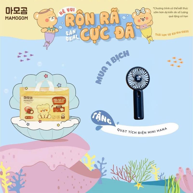 [MAMOGOM X TRƯỜNG THỊNH] [TẶNG 01 QUẠT TÍCH ĐIỆN MINI HANA] 01 BỊCH TÃ/BỈM DÁN/QUẦN MAMOGOM PREMIUM MỀM MỊN THẤM HÚT CHO BÉ