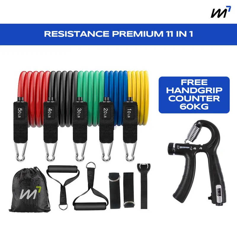 Alat gym fitnes Resistance Bands Handgrif Adjustable counter Resistance Tube Elastic Power Band Self Home Gym Fitness 0