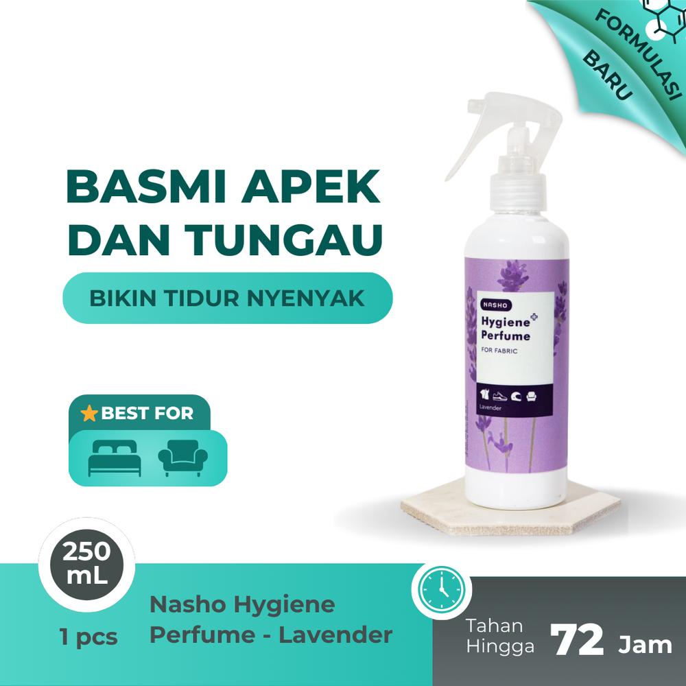 [250mL] Nasho Bed & Linen Spray Pewangi + Pembasmi Tungau , Bakteri , Virus , Kutu Kasur Tumila , serta Anti Apek Hygiene Perfume - Lavender
