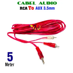 Kabel Audio Jack AUX RCA 2 In 1 Kabel RCA To AUX 3.5mm Kabel 5 Meter Speaker Accessories
