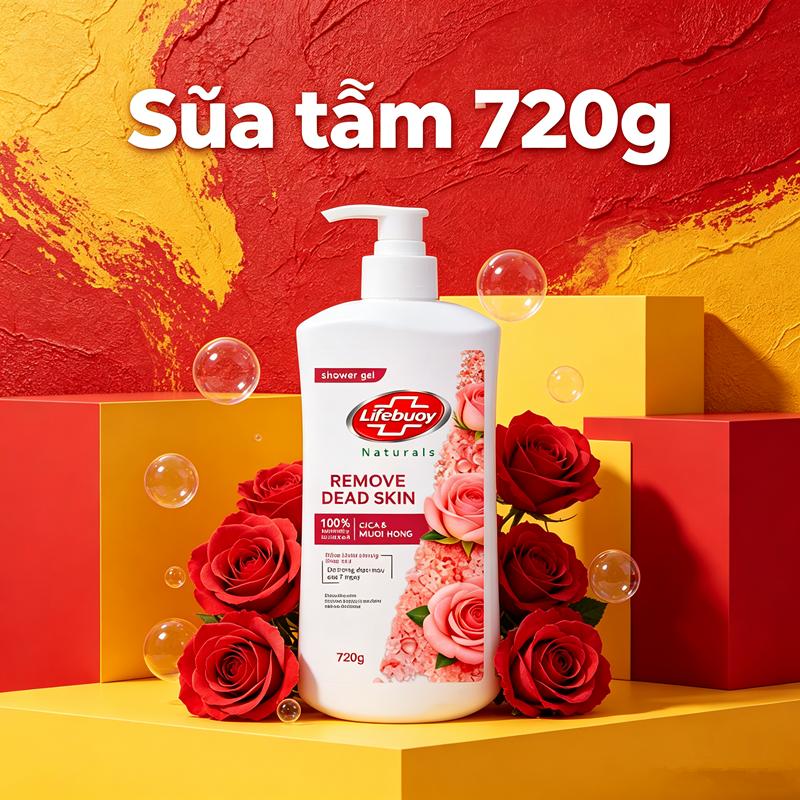 Sữa tắm Lifebuoy 720g, cho làn da mịn màng, lưu hương lâu, làm sạch sâu.