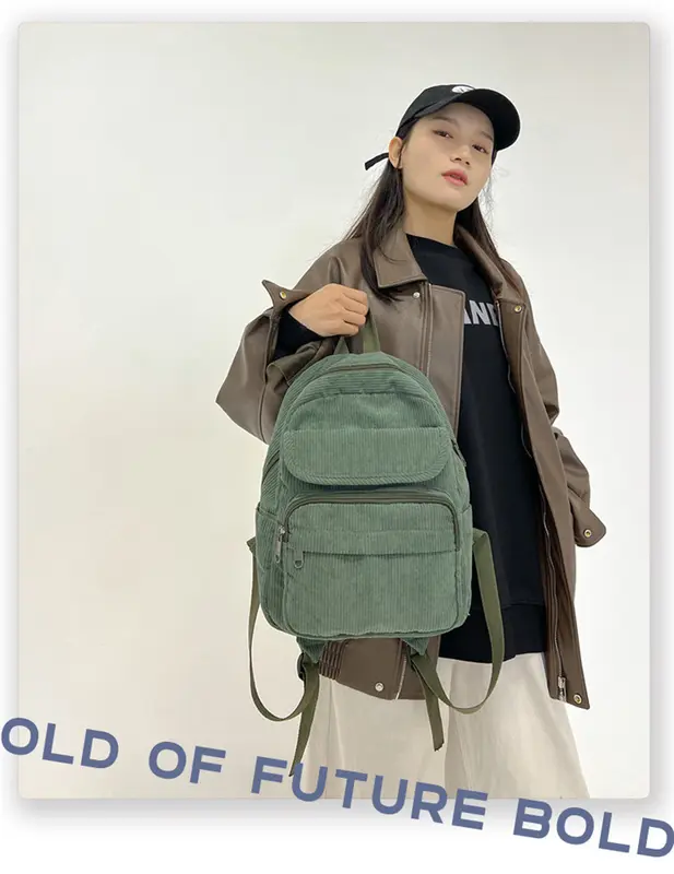 OneBear Tas Ransel Serbaguna Tas Ransel Corduroy multifungsi Wanita Terbaru Backpack Cewek full Korean Style tas ransel sekolah cewek LM23 3