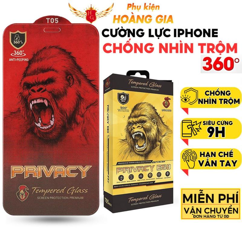 Kính cường lực Iphone chống nhìn trộm 360 độ ip xs xsmax xr 11Pro 11 12 13 14 15 16 17 18 pro max-PK Hoàng gia