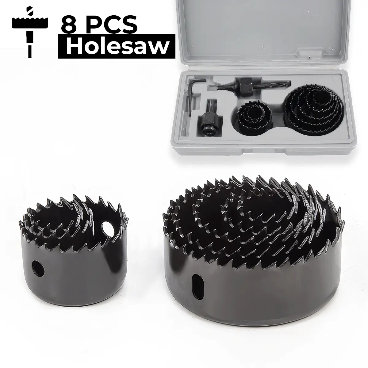 ALLEFIX Set Mata Bor Hole saw 8 Pcs dengan Bahan Baja Karbon dan Desain Roda Gigi Khusus - 6817