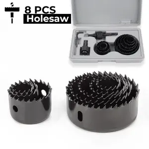 ALLEFIX Set Mata Bor Hole saw 8 Pcs dengan Bahan Baja Karbon dan Desain Roda Gigi Khusus - 6817