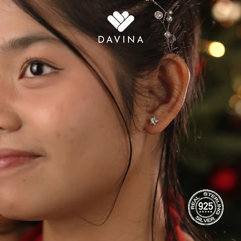 DAVINA Ladies Seila Earrings Sterling Silver 925 - Anting Wanita Perak S925 Tusuk Bintang 6