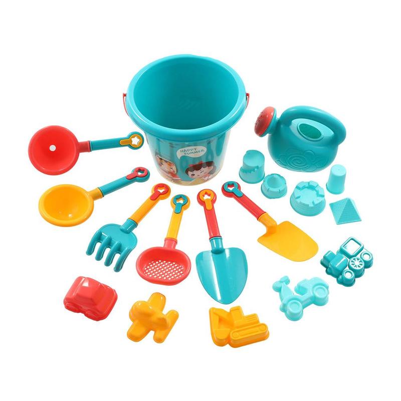 Product Introduction of 18Pcs/Set Travel Beach Toys Kids Beach Toys Set With Sand Rake Watering Can Bucket Shovels Rakes Models Play Tools 33