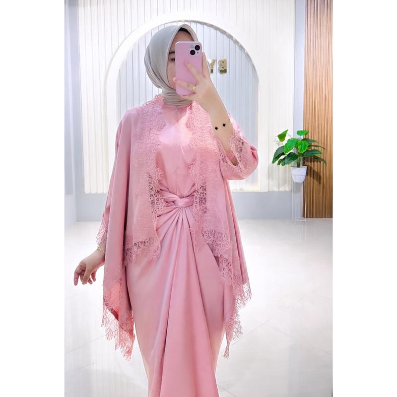 Product Introduction of SET OUTER FUJI dress lebaran/ kodangan pesta termurahhh baju kondangan kekinian baju one set outer set brukat mewah wanita baju bridesmaid wanita Muslim Panjang Gamis Setelan 5