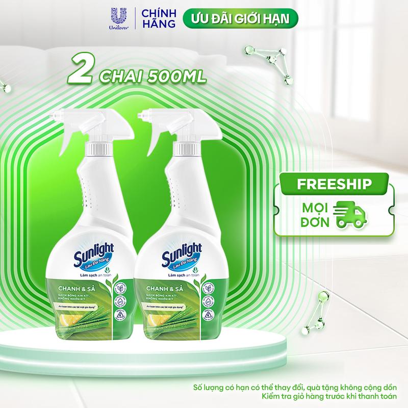Combo 2 Nước lau đa năng Sunlight Chanh & Sả | Sạch bóng kin kít, không nhờn…
