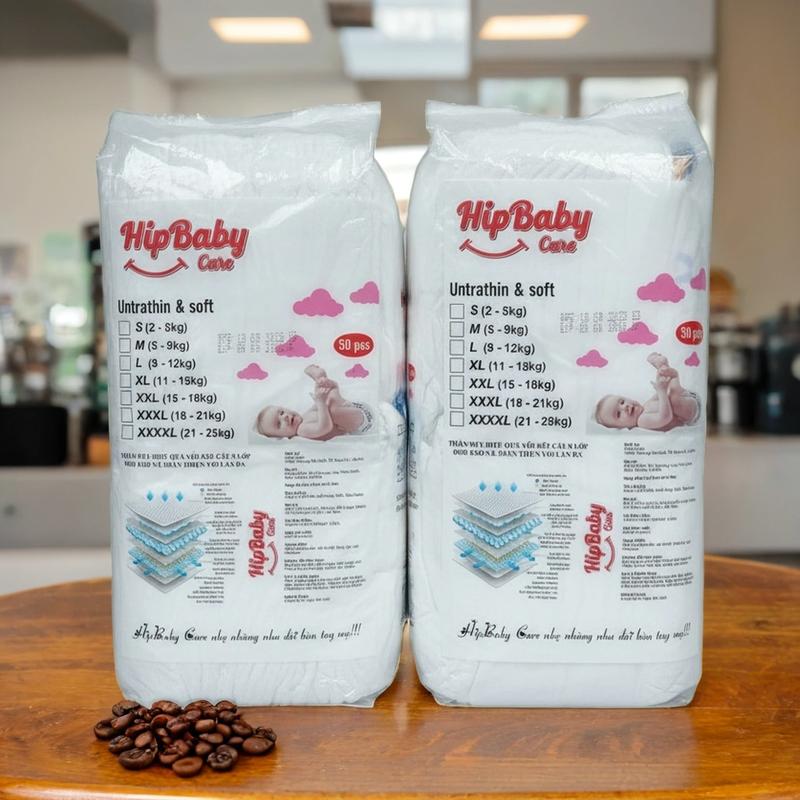 Hip Baby Care - Combo 2 Bịch 100 Tã Dán Tã Quần Loại 1 Phiên Bản Nâng Cấp Đủ Size Cho Bé Yêu Thấm Hút Tốt Chống Tràn Thông Minh Chống Hăm Tiết Kiệm Chi Phí