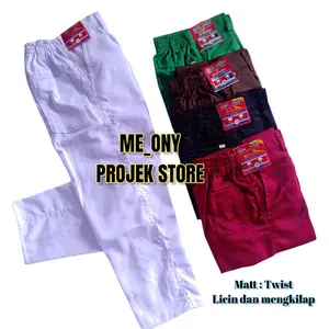 CELANA PANJANG ANAK SD LICIN DAN MENGKILAP Karet Nyaman Kantong tempel warna merah putih Hitam Coklat hijau Kain Lembut Pria Seragam