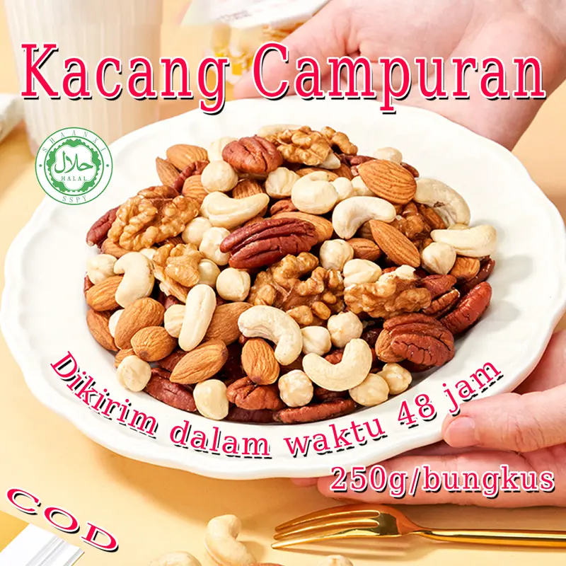 【Spesial Akhir Bulan】 [Halal] 250g Kacang Campuran Almond Kacang Mete Biji Labu Biji Labu Kering Kismis Kismis Hitam Kenari 【Produk Panas】 Food Snacks Cemilan Diet Jajanan 0