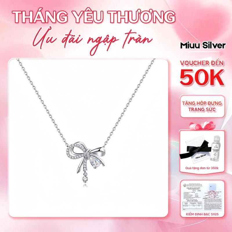 Dây chuyền bạc nữ Miuu Silver, vòng cổ nữ hình nơ Gifted Moment